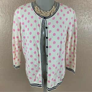 Talbots Pink Polka Dot Button Front Cardigan Sweater